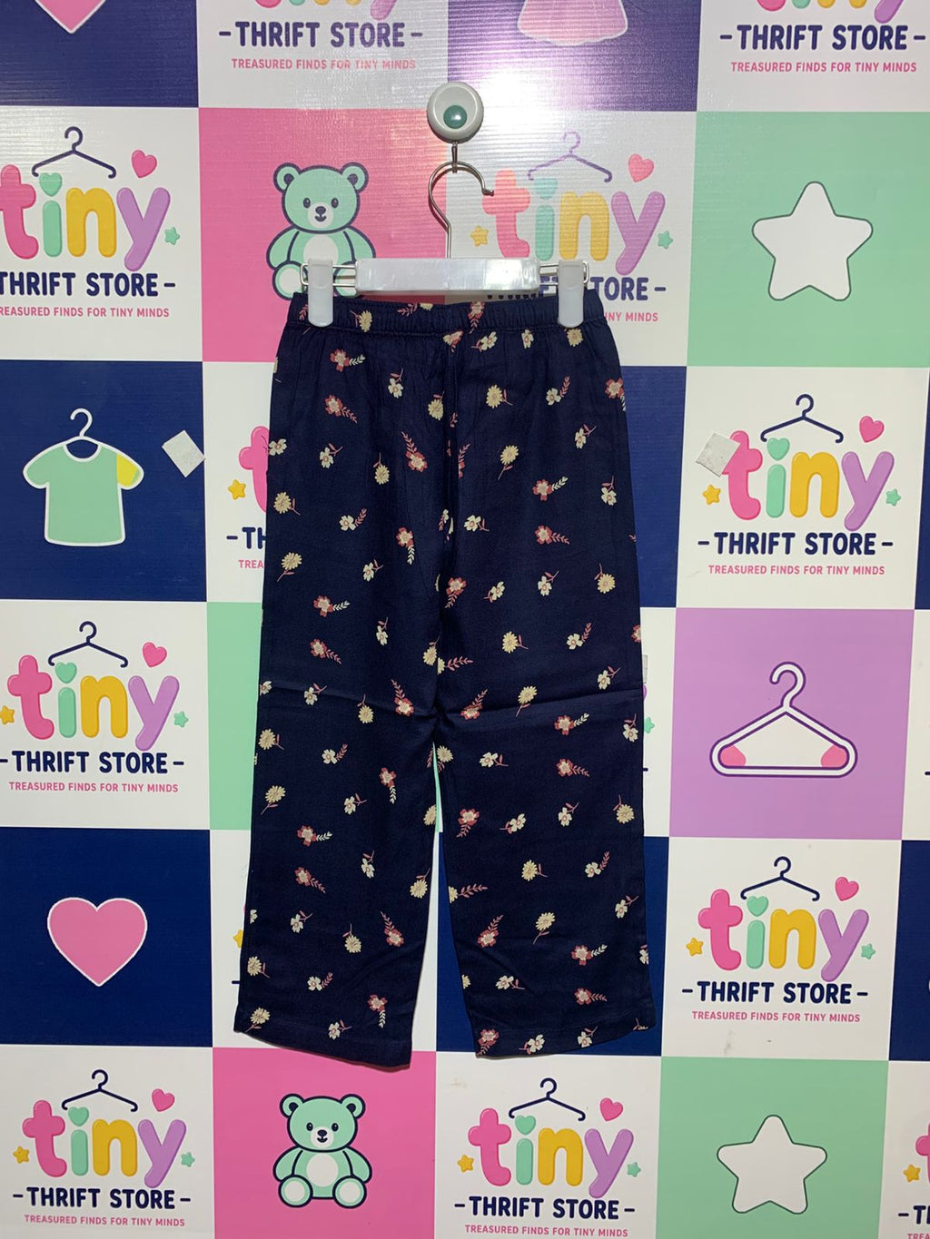 Tu Kids Navy Floral Viscose Trousers - Size 4-5 Years AB1
