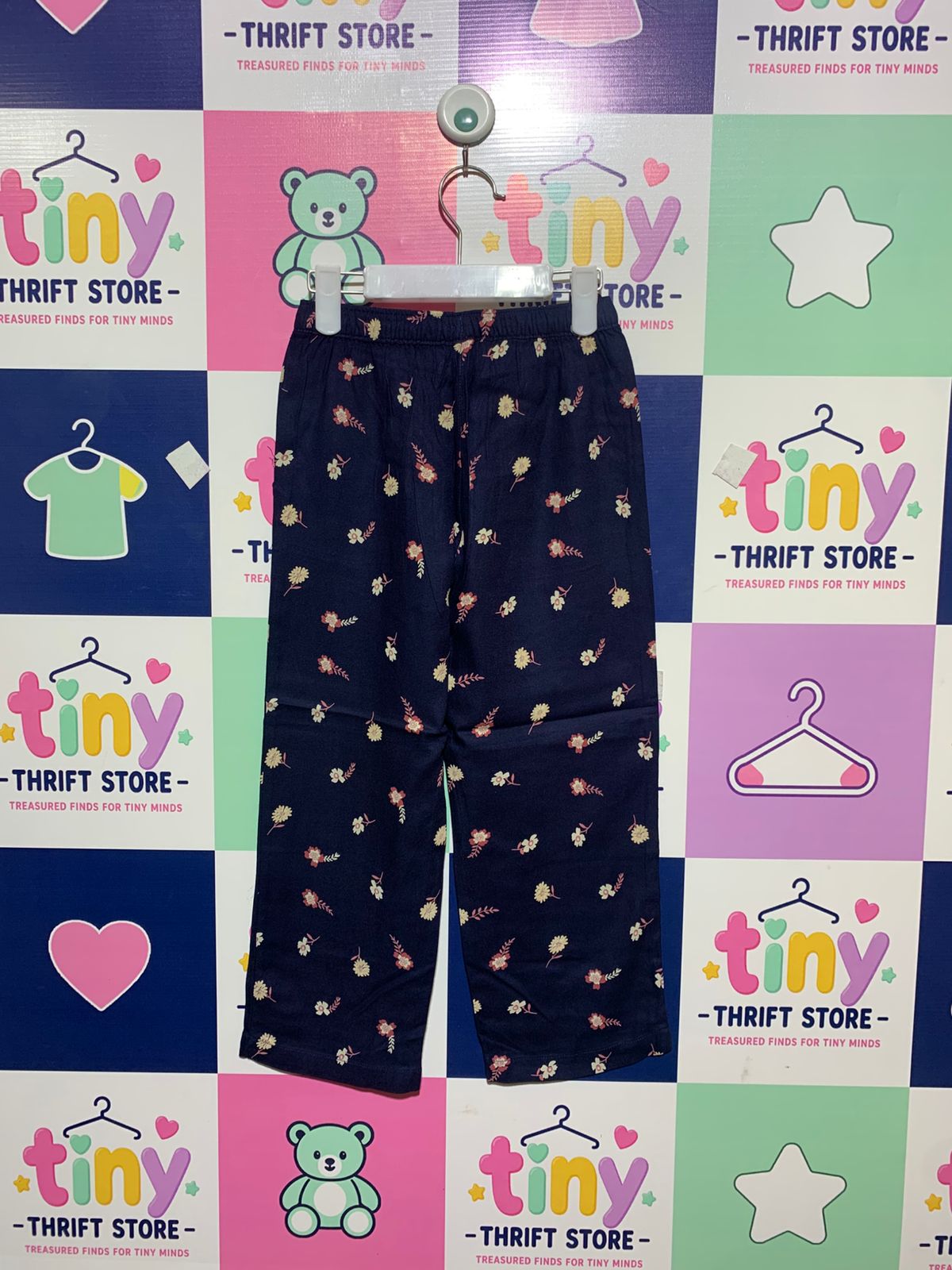 Tu Kids Navy Floral Viscose Trousers - Size 4-5 Years AB1
