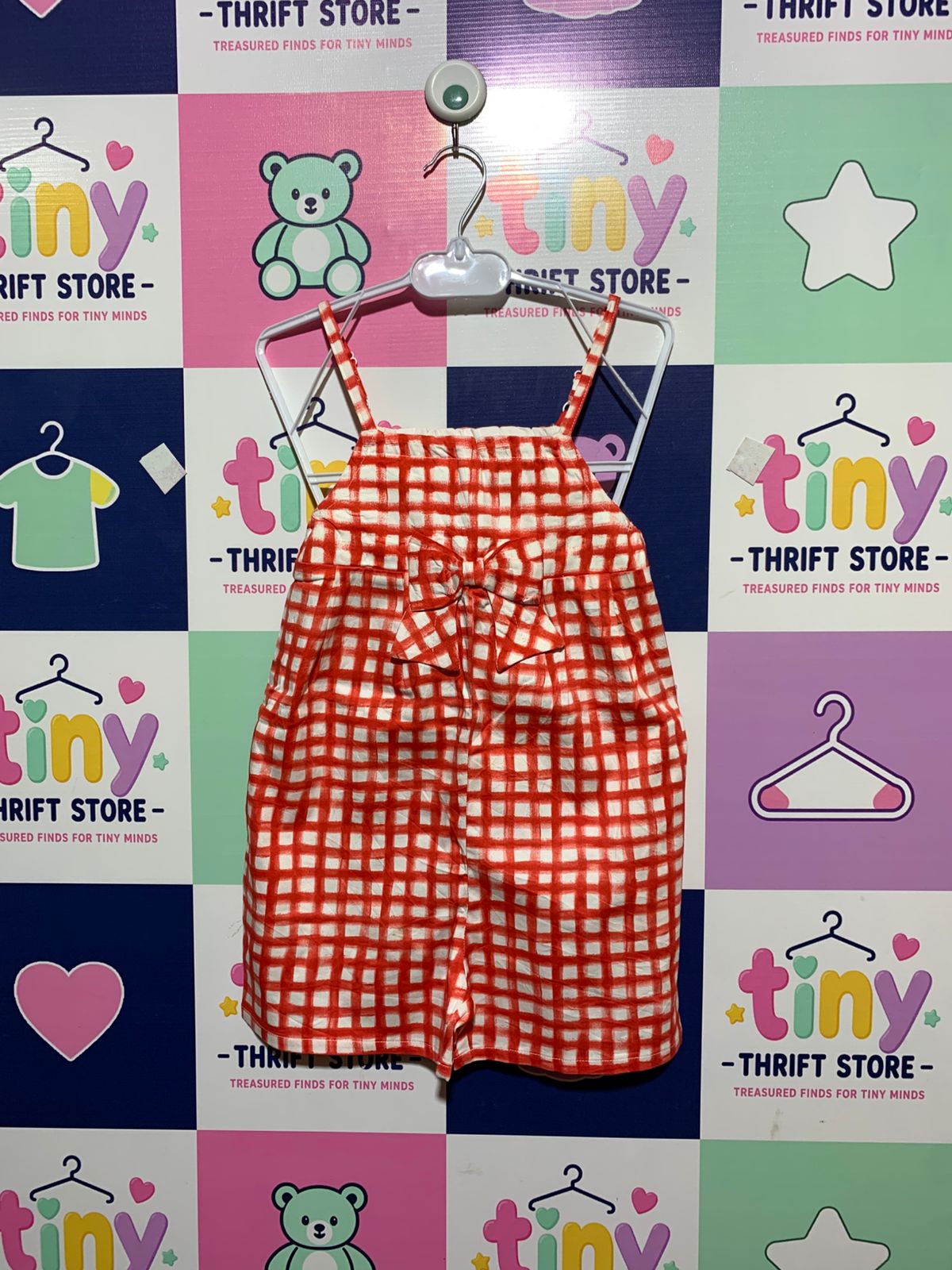 Slap Slip Girls' Orange Gingham Check Bow Romper - Size 4-5 Years AB1