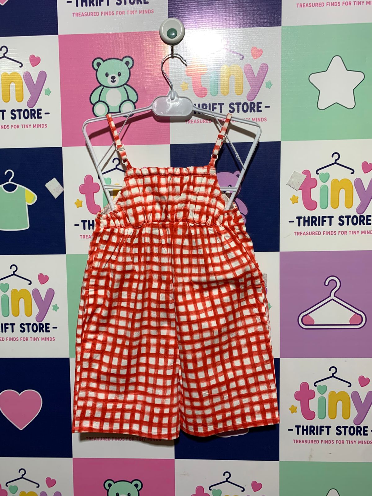 Slap Slip Girls' Orange Gingham Check Bow Romper - Size 4-5 Years AB1