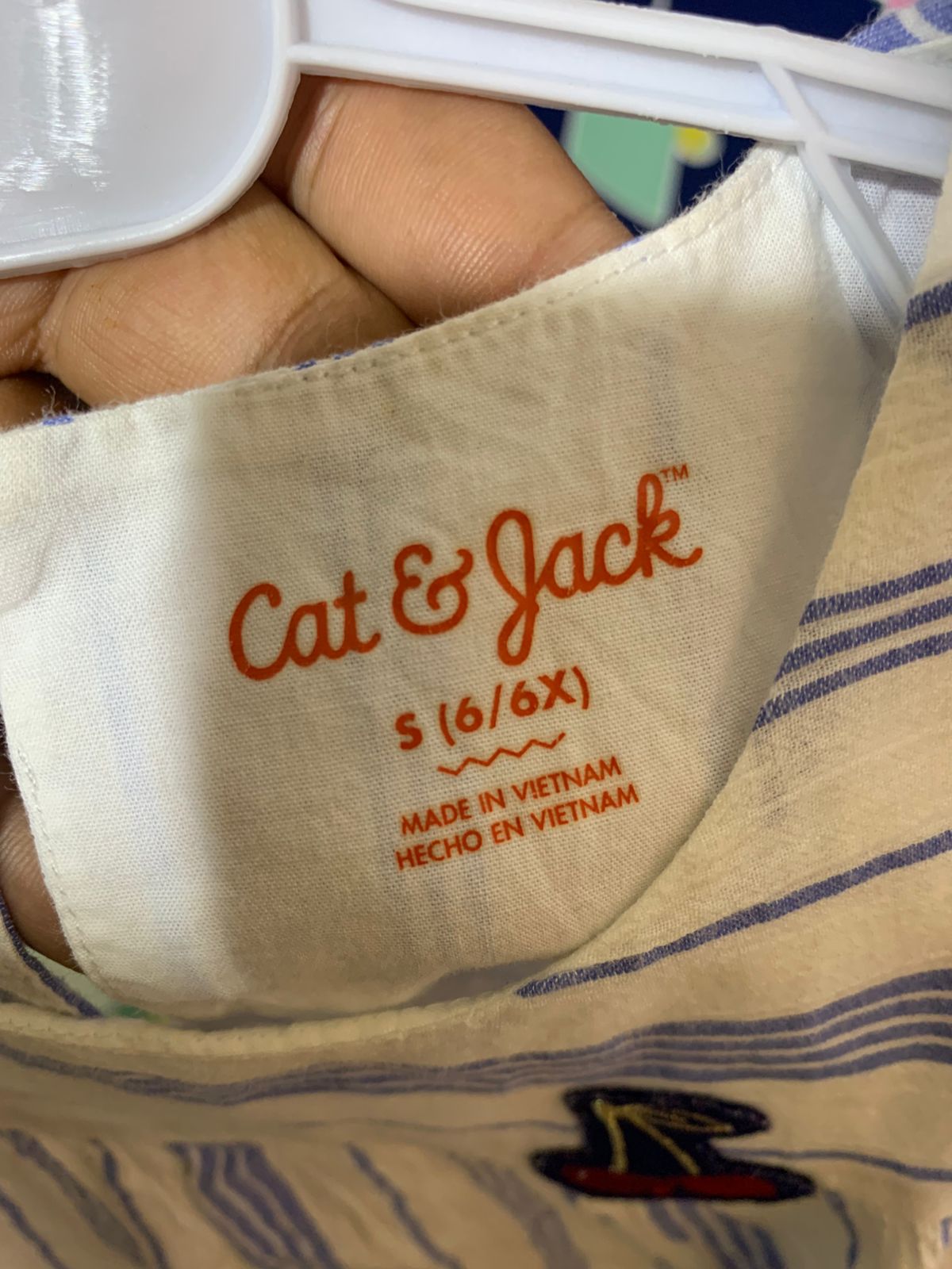 Cat & Jack Girls' Blue Striped Flutter Sleeve Top - Size 6/6X AB1