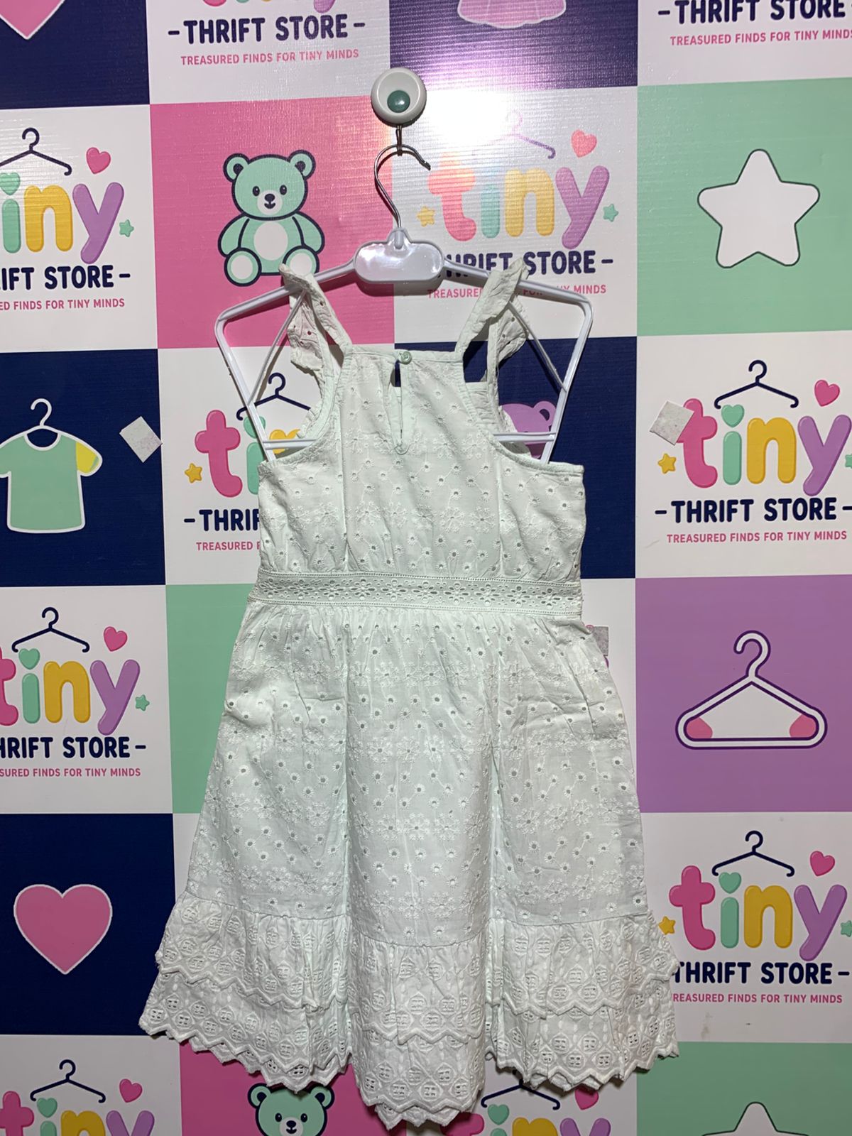 GAP Kids Girls' Pale Mint Eyelet Embroidery Dress - Size S 6 to 7 years AB1