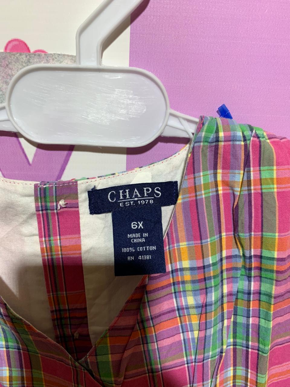 Chaps Girls' Vibrant Multi-Color Plaid Sleeveless Dress - Size 6X AB1