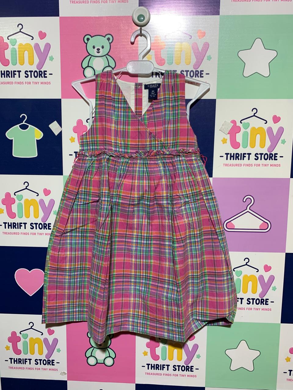 Chaps Girls' Vibrant Multi-Color Plaid Sleeveless Dress - Size 6X AB1