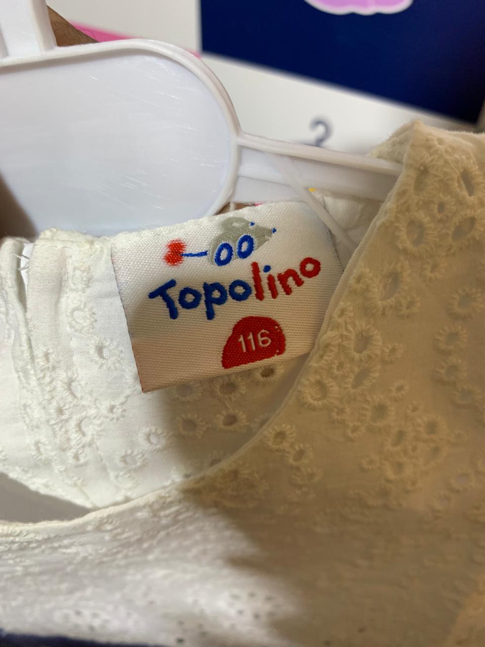 Topolino Girls' White Eyelet & Blue Floral Party Dress - Size 5-6 Years AB1