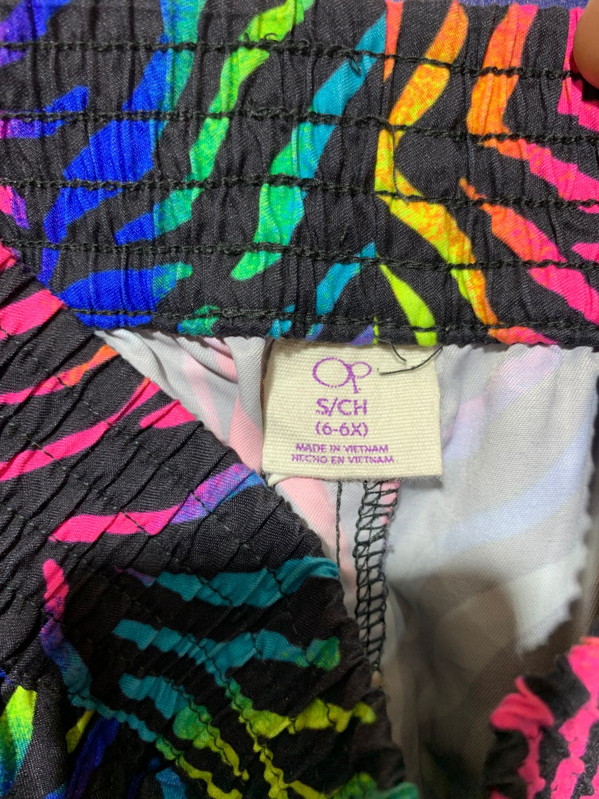 OP Girls' Neon Rainbow Zebra Print Active Shorts - Size 6-6X AB1