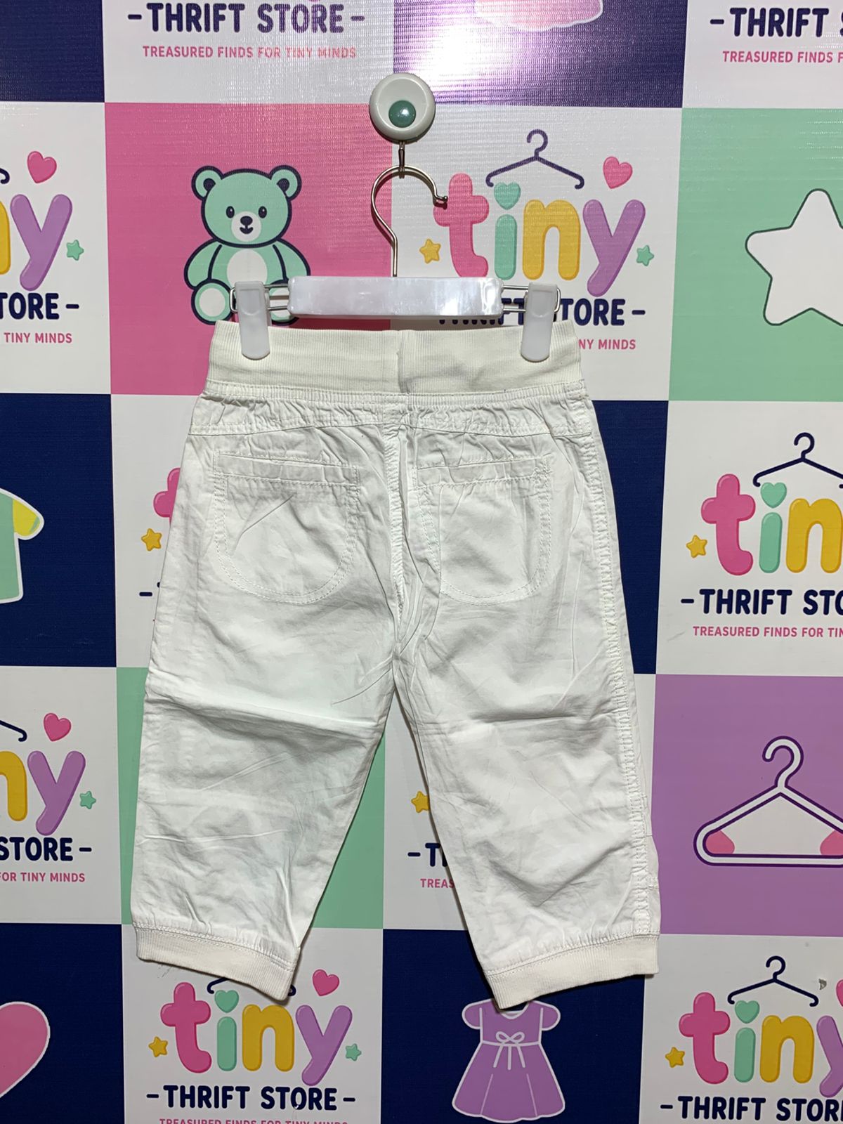 U Collection Girls' White Cotton Comfort Cropped Trousers - Size 6 Years AB1