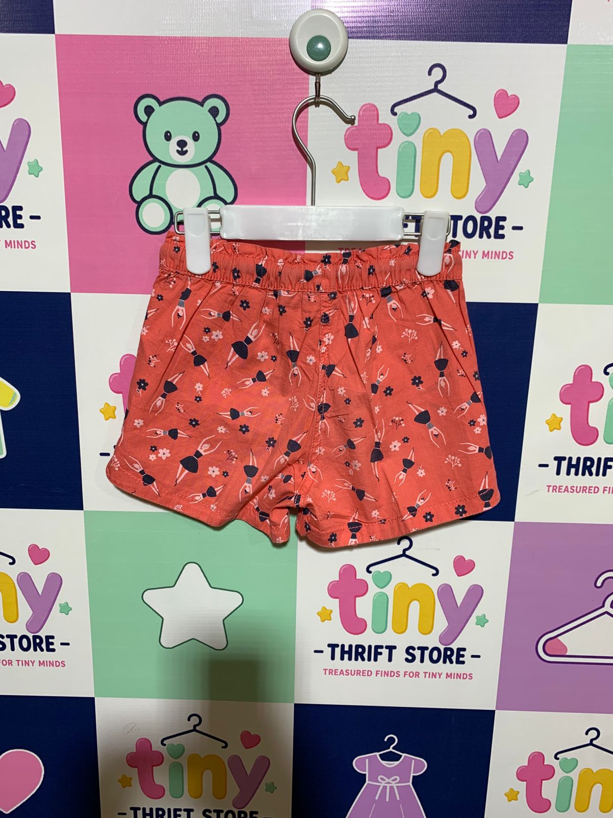 Lupilu Girls' Coral Ballerina Print Cotton Shorts - Size 4-6 Years AB1