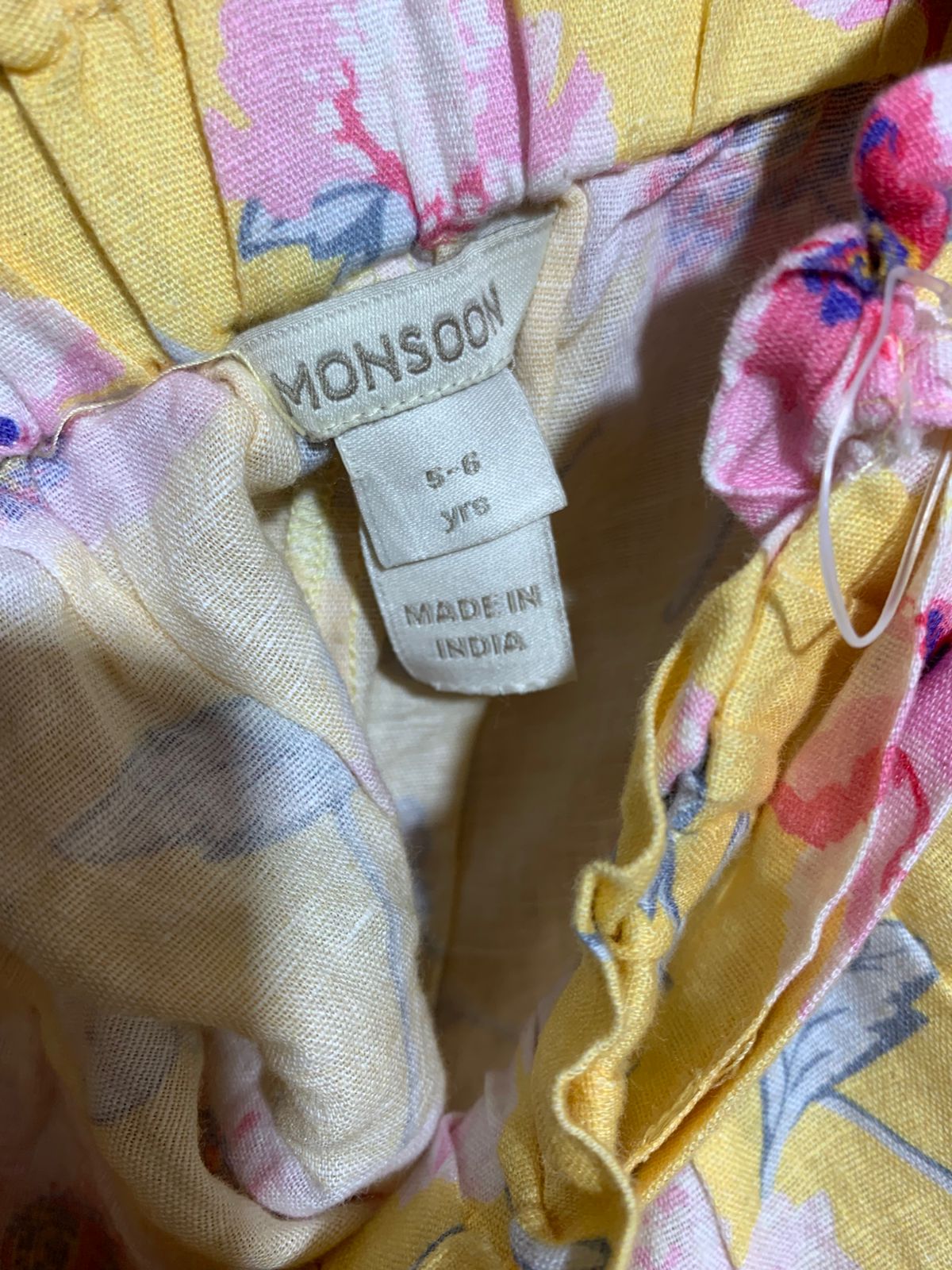 Monsoon Girls' Yellow Floral Linen-Blend Shorts - Size 5-6 Years AB1