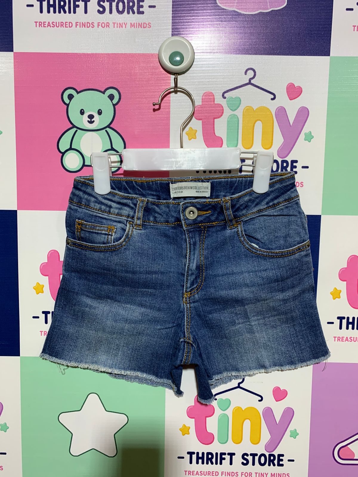 Zara Kids Denim Collection Girls' Frayed Hem Denim Shorts - Size 8 Years AB1