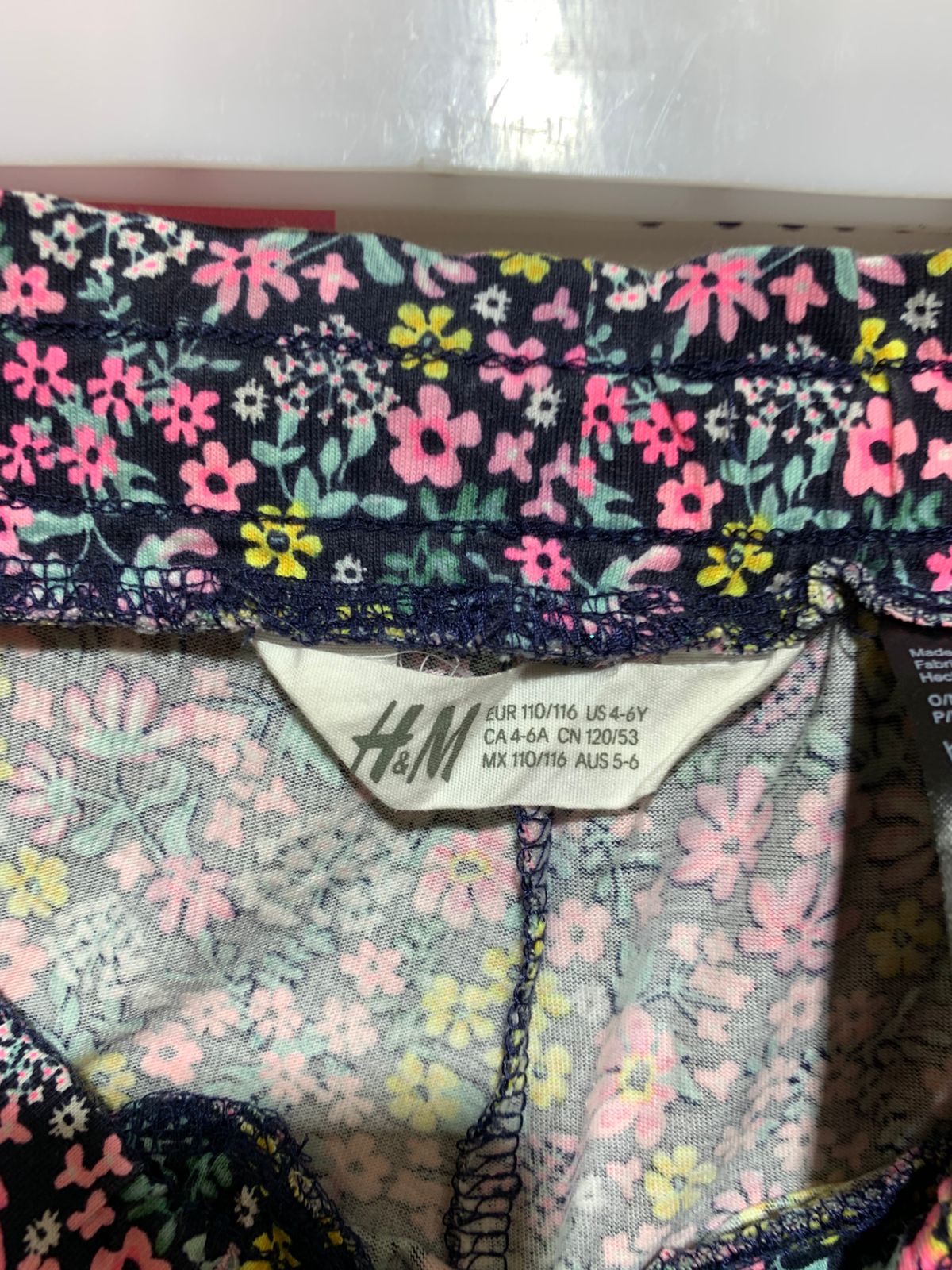 H&M Girls' Navy Blue Ditsy Floral Jersey Shorts - Size 4-6 Years AB1