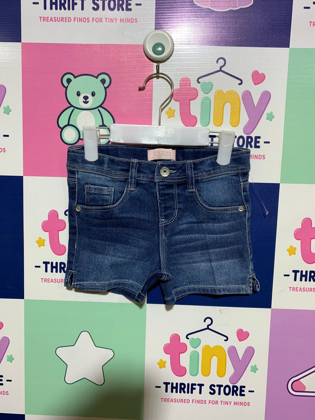 Squeeze Girls' Dark Wash Stretch Denim Shorts - Size 6 AB1
