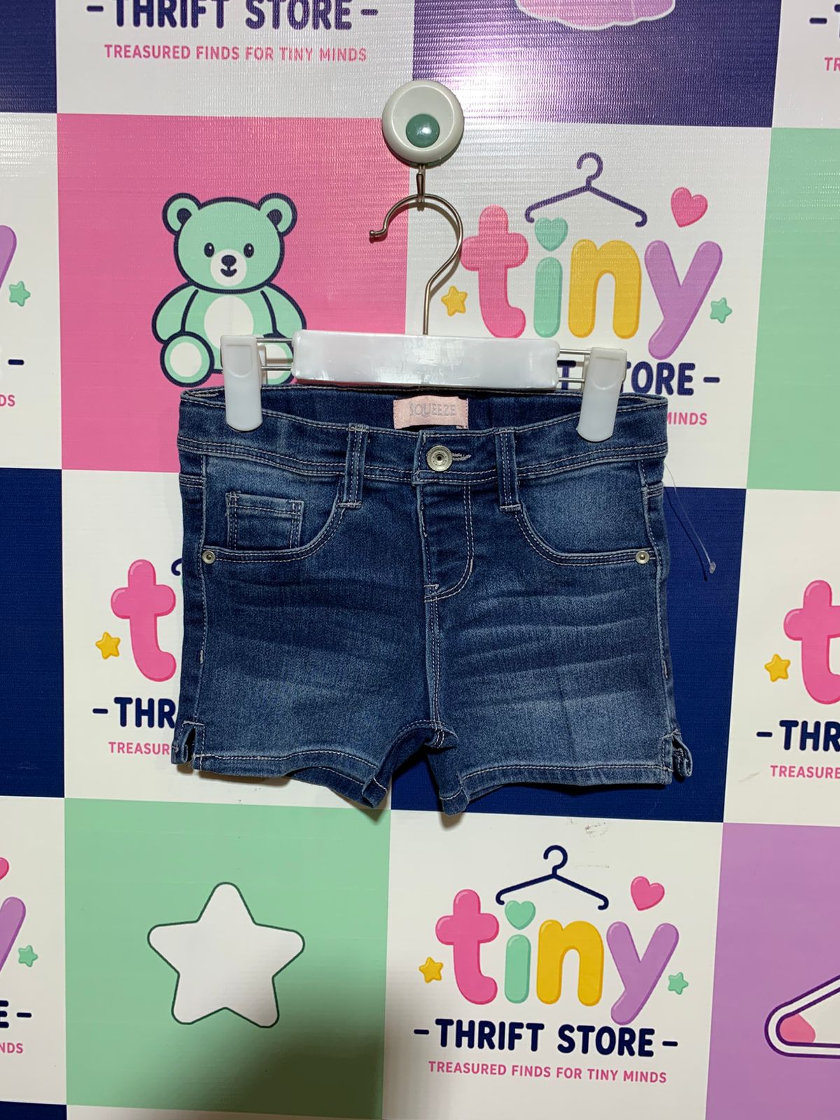 Squeeze Girls' Dark Wash Stretch Denim Shorts - Size 6 AB1