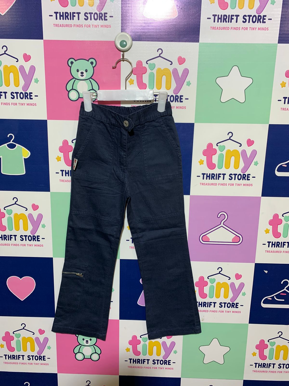 Tina Toole Kids' Navy Blue Cotton Utility Cargo Pants - Size 6 Years AB1