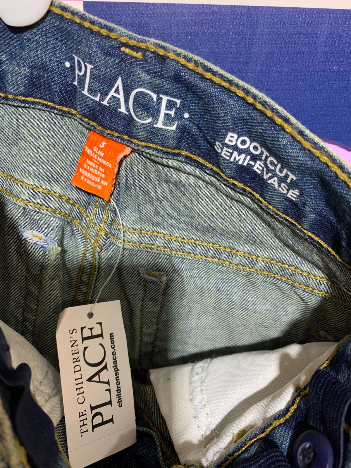 The Children's Place Girls' Medium Wash Bootcut Denim Jeans - Size 5 Slim AB1