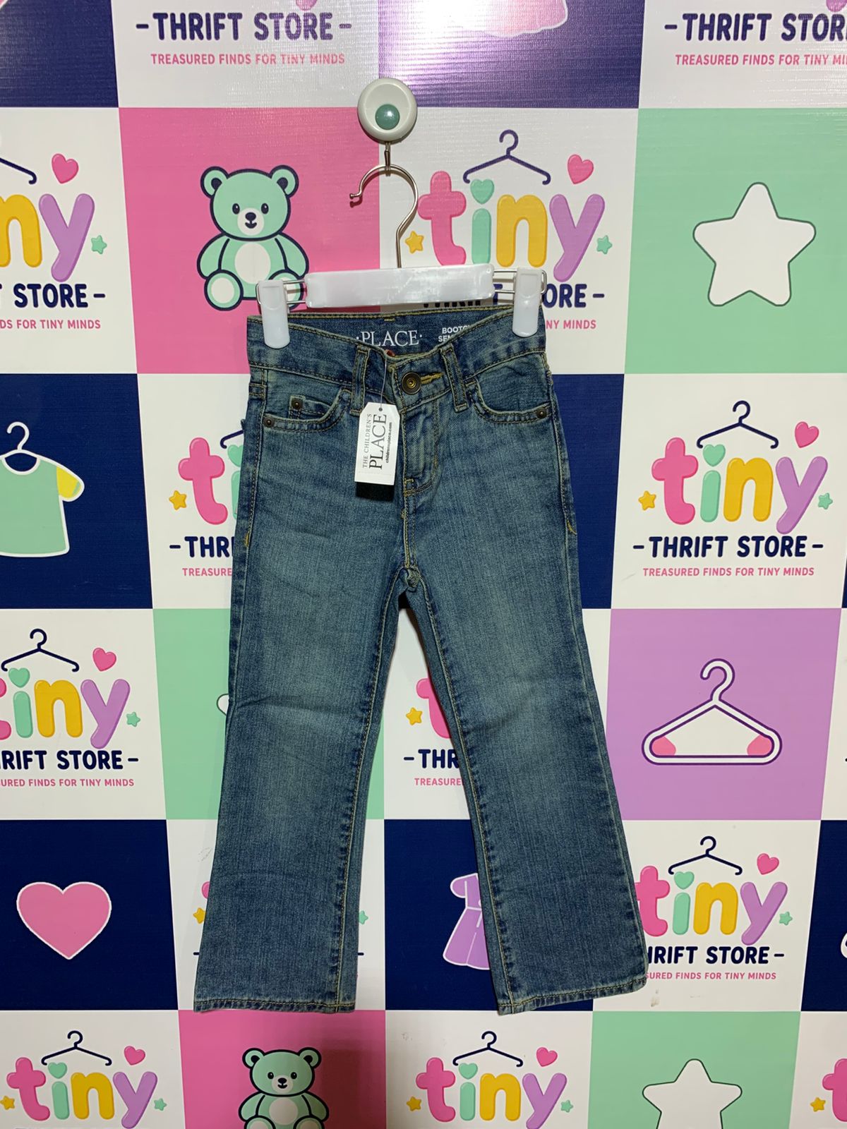 The Children's Place Girls' Medium Wash Bootcut Denim Jeans - Size 5 Slim AB1