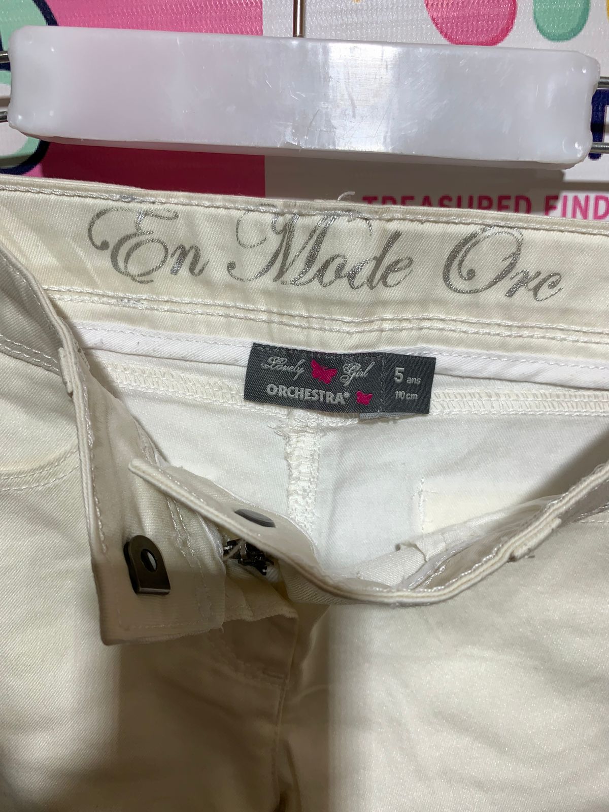 Orchestra Girls' Cream Slim-Fit Stretch Denim Trousers - Size 5 Years AB1