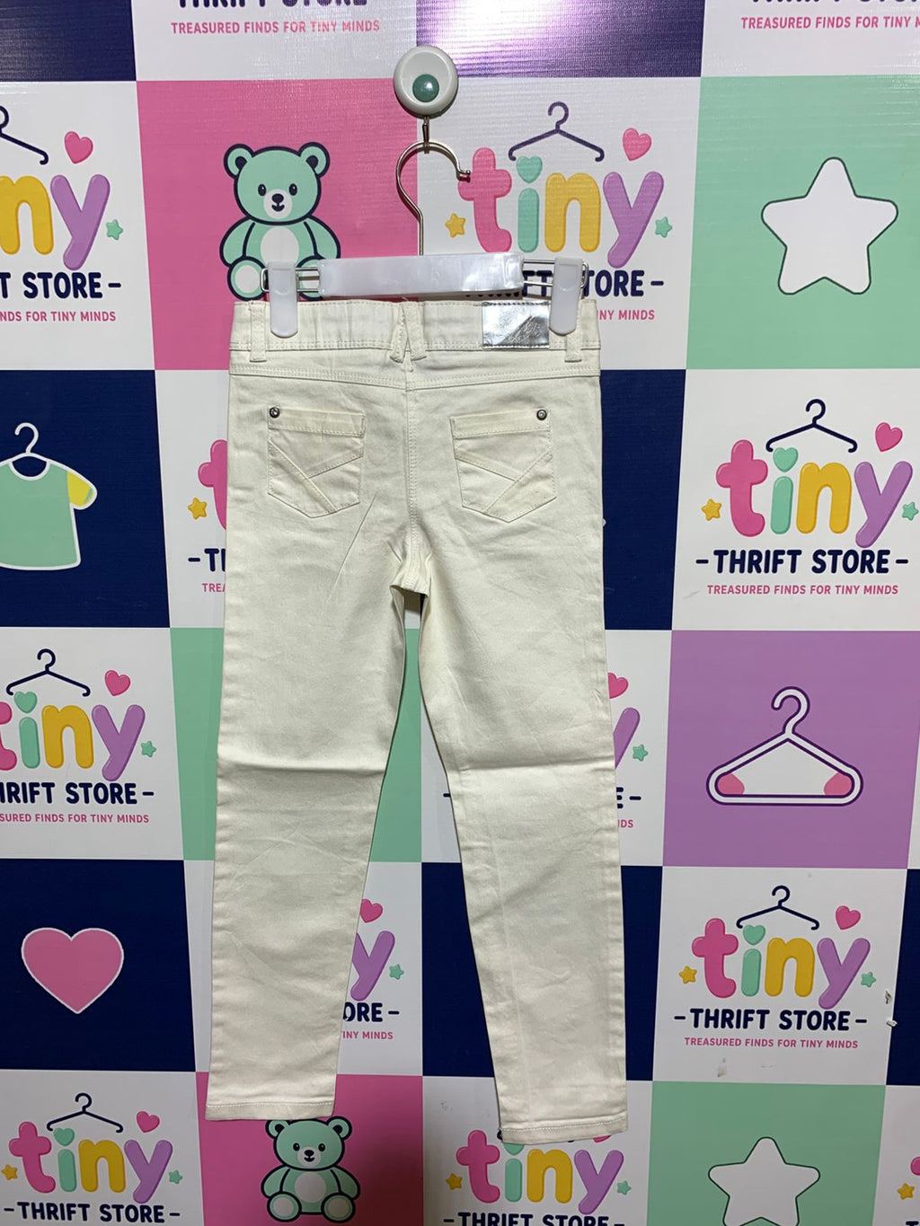 Orchestra Girls' Cream Slim-Fit Stretch Denim Trousers - Size 5 Years AB1