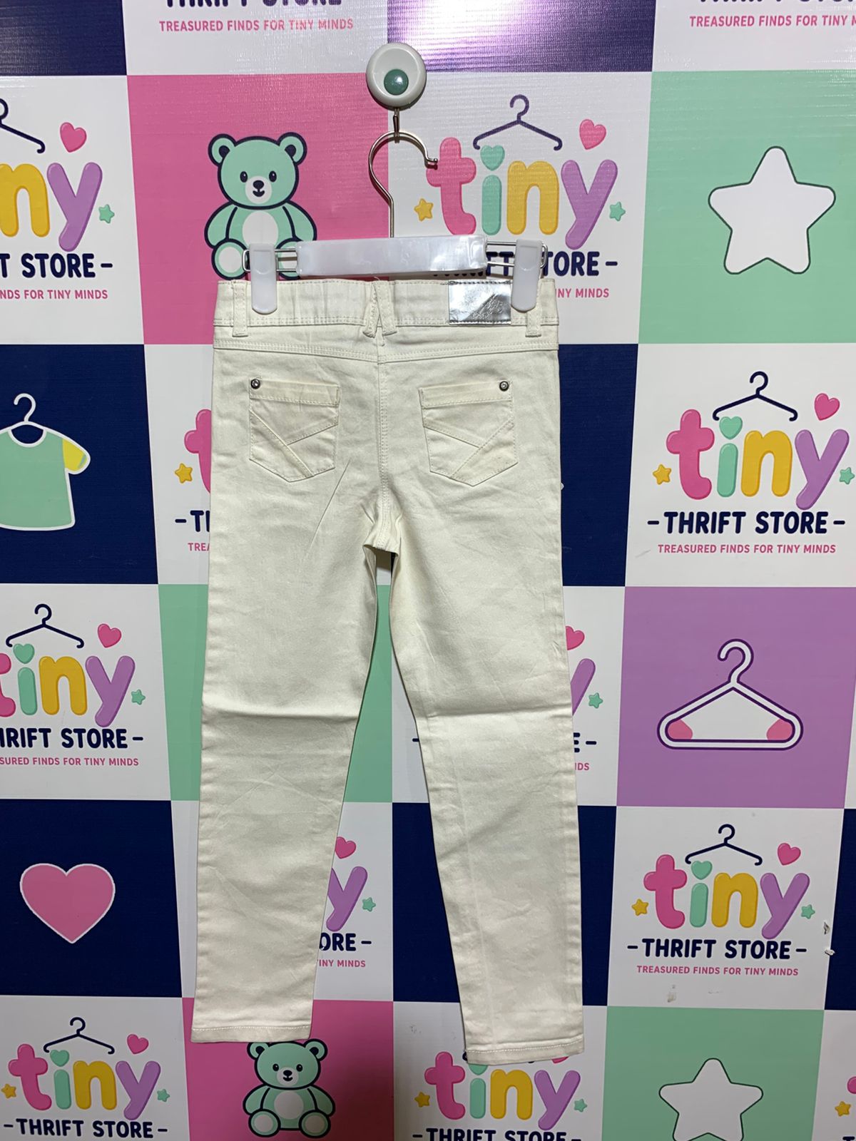 Orchestra Girls' Cream Slim-Fit Stretch Denim Trousers - Size 5 Years AB1