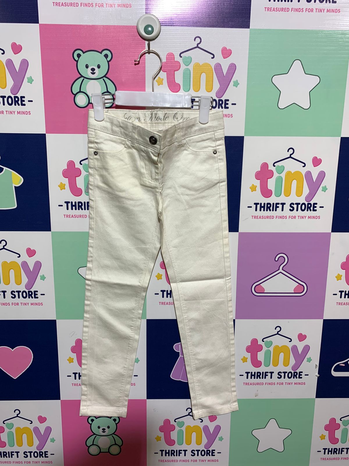 Orchestra Girls' Cream Slim-Fit Stretch Denim Trousers - Size 5 Years AB1