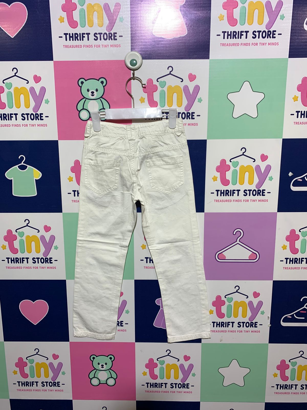 Hihawo by La Redoute Girls' White Cotton Twill Trousers - Size 6 Years AB1
