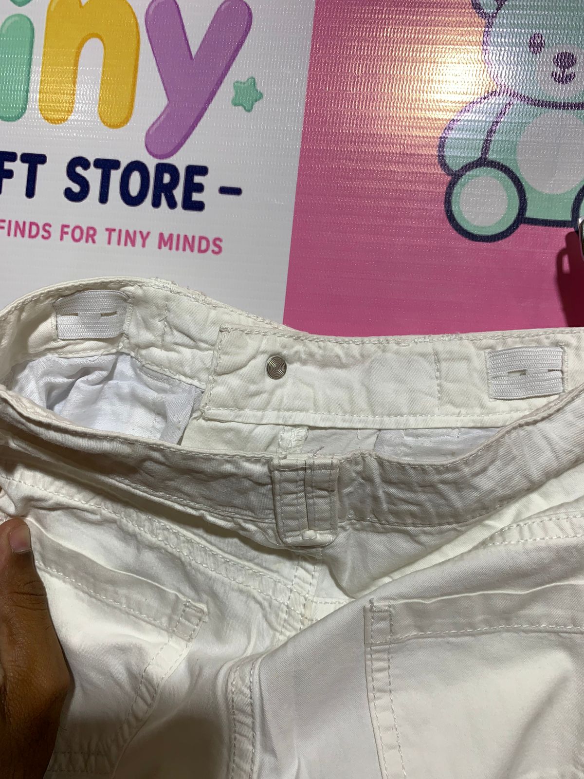 Hihawo by La Redoute Girls' White Cotton Twill Trousers - Size 6 Years AB1
