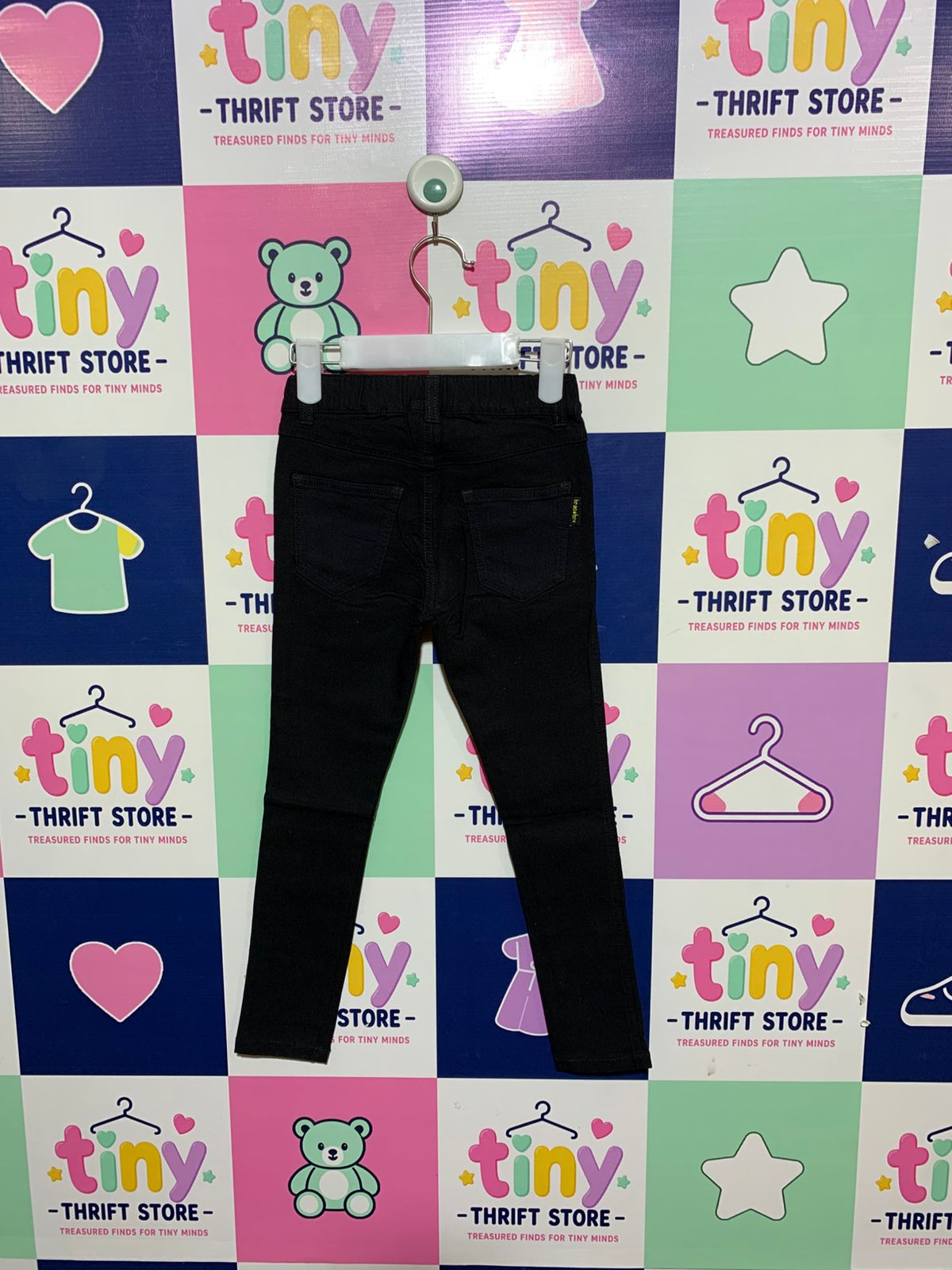 Branshes Kids' Solid Black Slim-Fit Stretch Trousers - Size 6-7 Years AB1