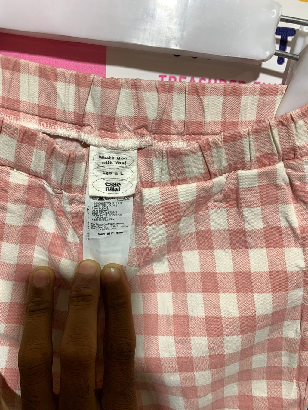 Essential MooMooz Girls' Pink Gingham Flare Pants - Size 6-7 Years AB1