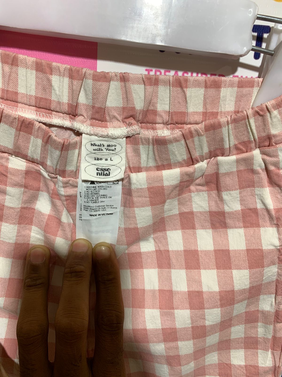 Essential MooMooz Girls' Pink Gingham Flare Pants - Size 6-7 Years AB1