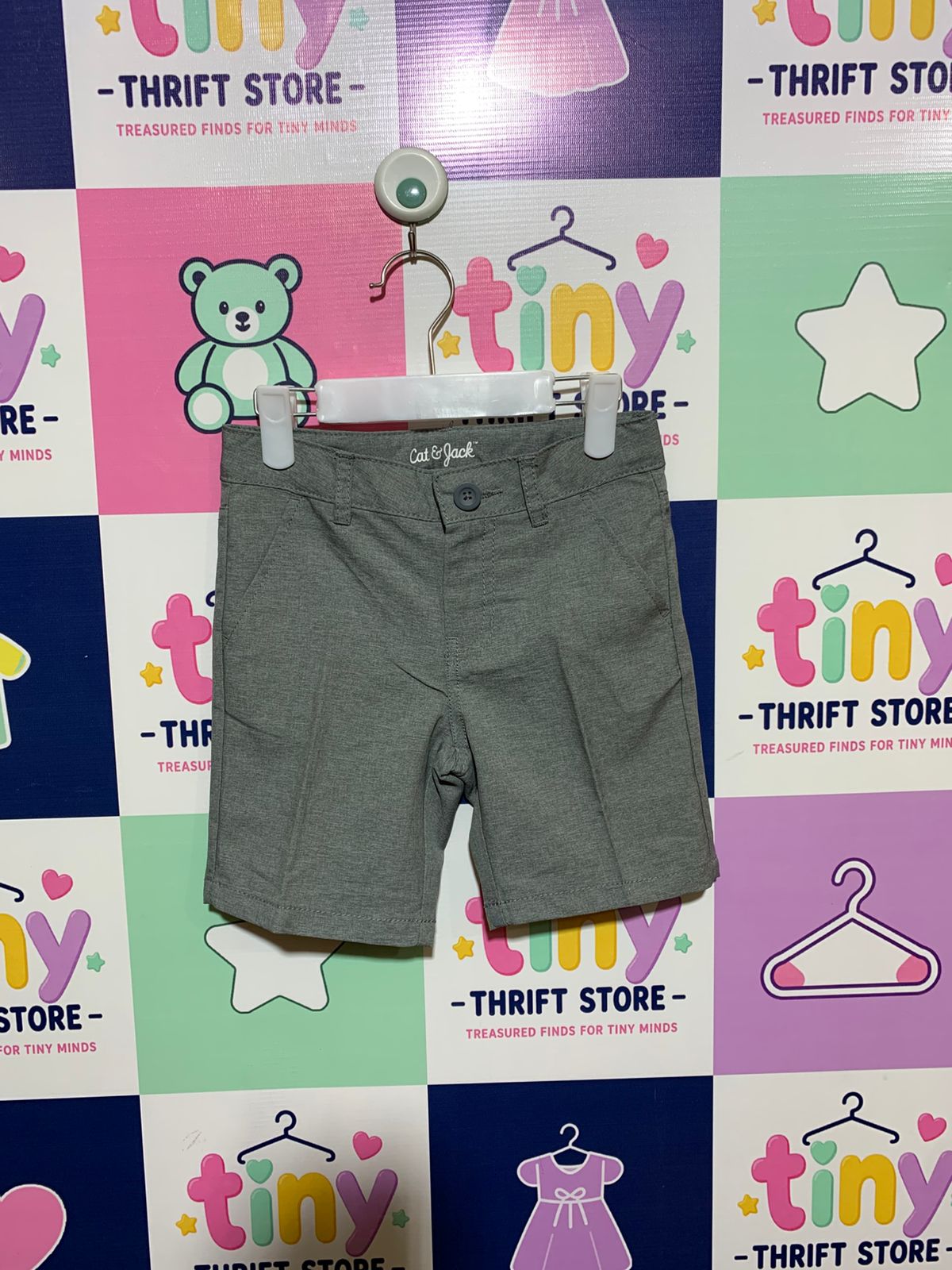 Cat & Jack Boys' Grey Lined Chino Shorts - Size 5T AB1