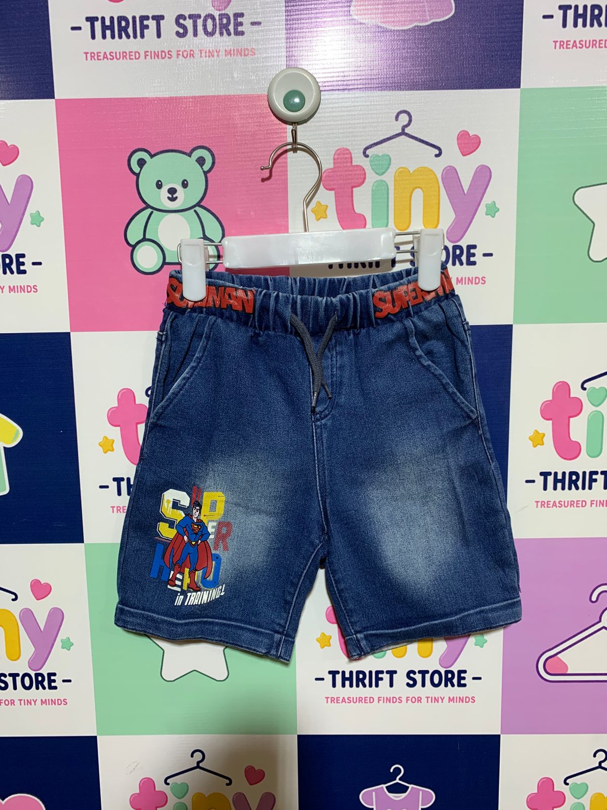 DC Comics Superman Boys' Blue Denim Shorts - Size 5-6 Years AB1