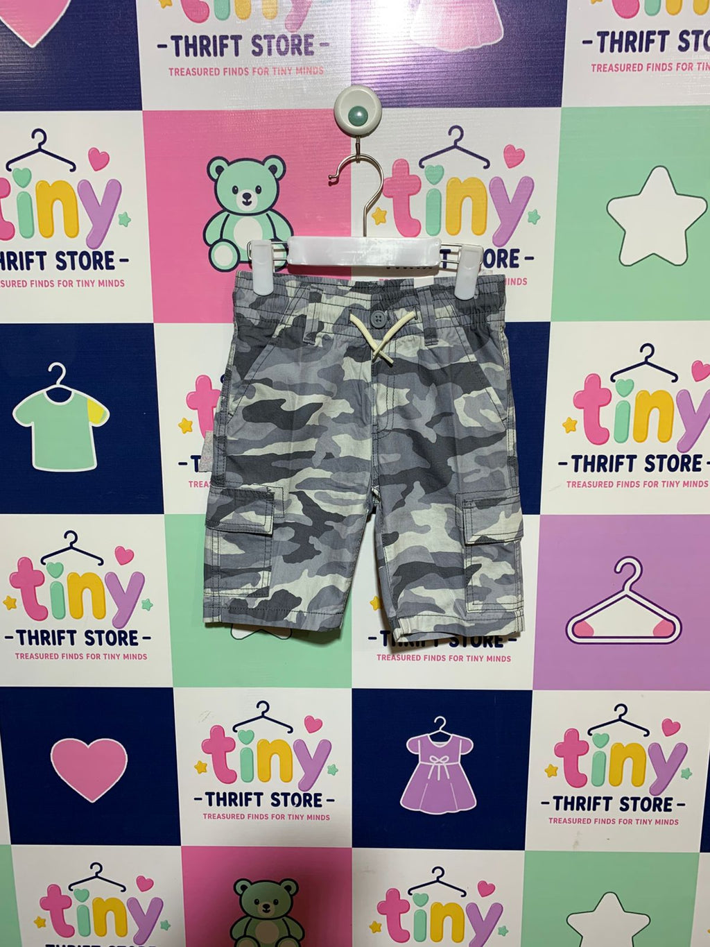 The Children's Place Boys' Grey Camouflage Cargo Shorts - Size 5 AB1