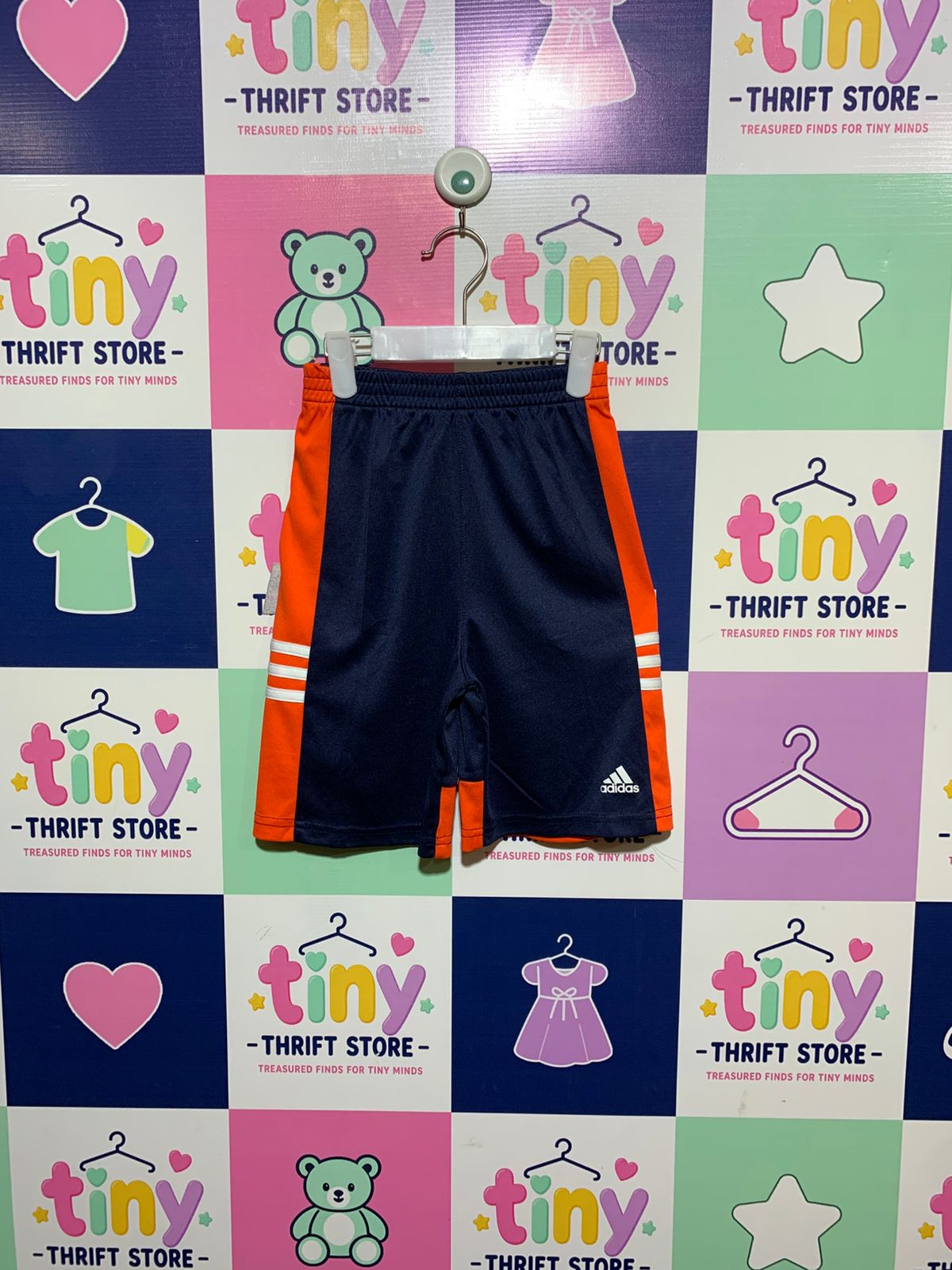 Adidas Boys' Navy & Orange Athletic Mesh Shorts - Size 6 AB1