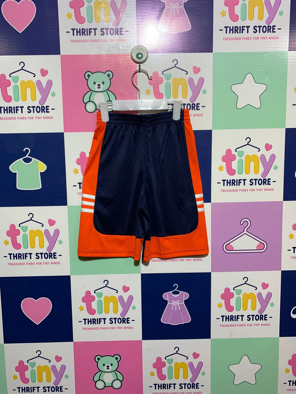 Adidas Boys' Navy & Orange Athletic Mesh Shorts - Size 6 AB1