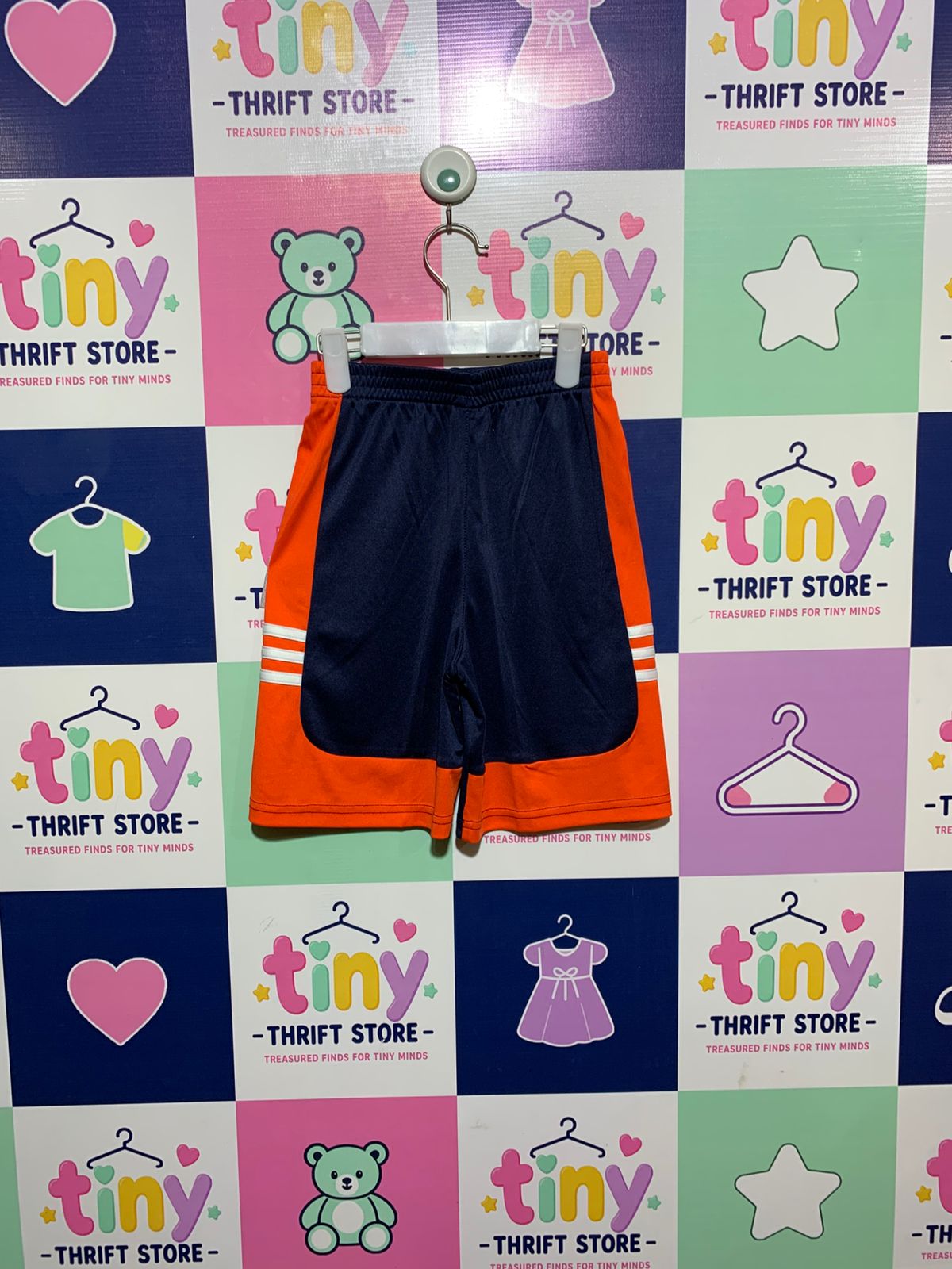 Adidas Boys' Navy & Orange Athletic Mesh Shorts - Size 6 AB1