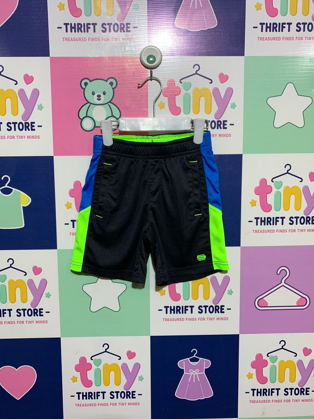 Manguun Mini Boys' "Dry Fast" Color-Block Athletic Shorts - Size 5-6 Years AB1