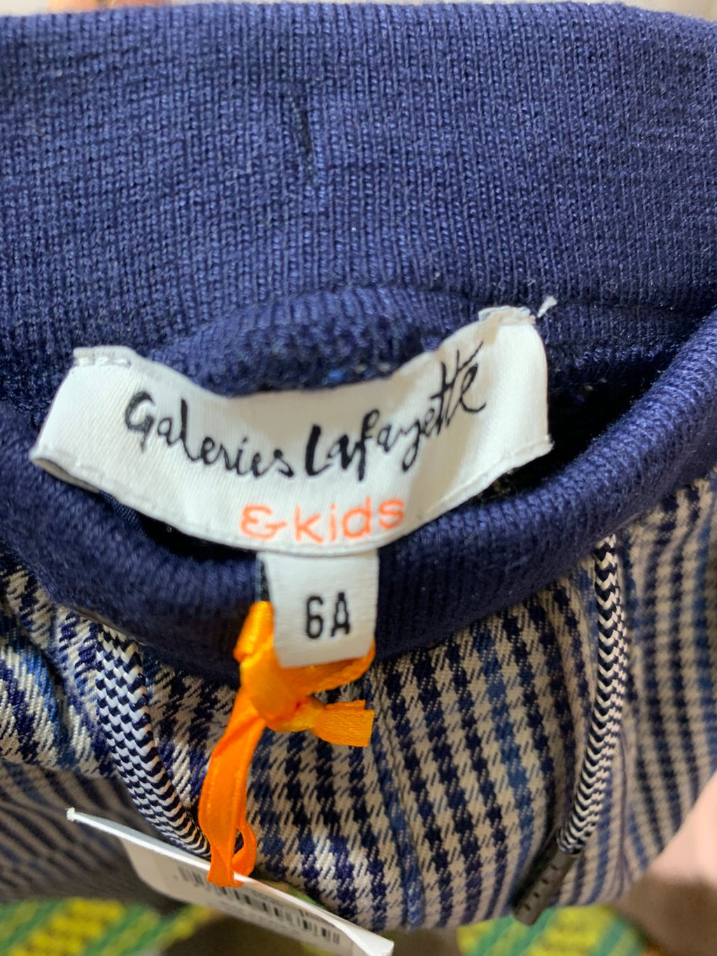 Galeries Lafayette Kids' Navy Gingham Check Trousers - Size 6A AB1