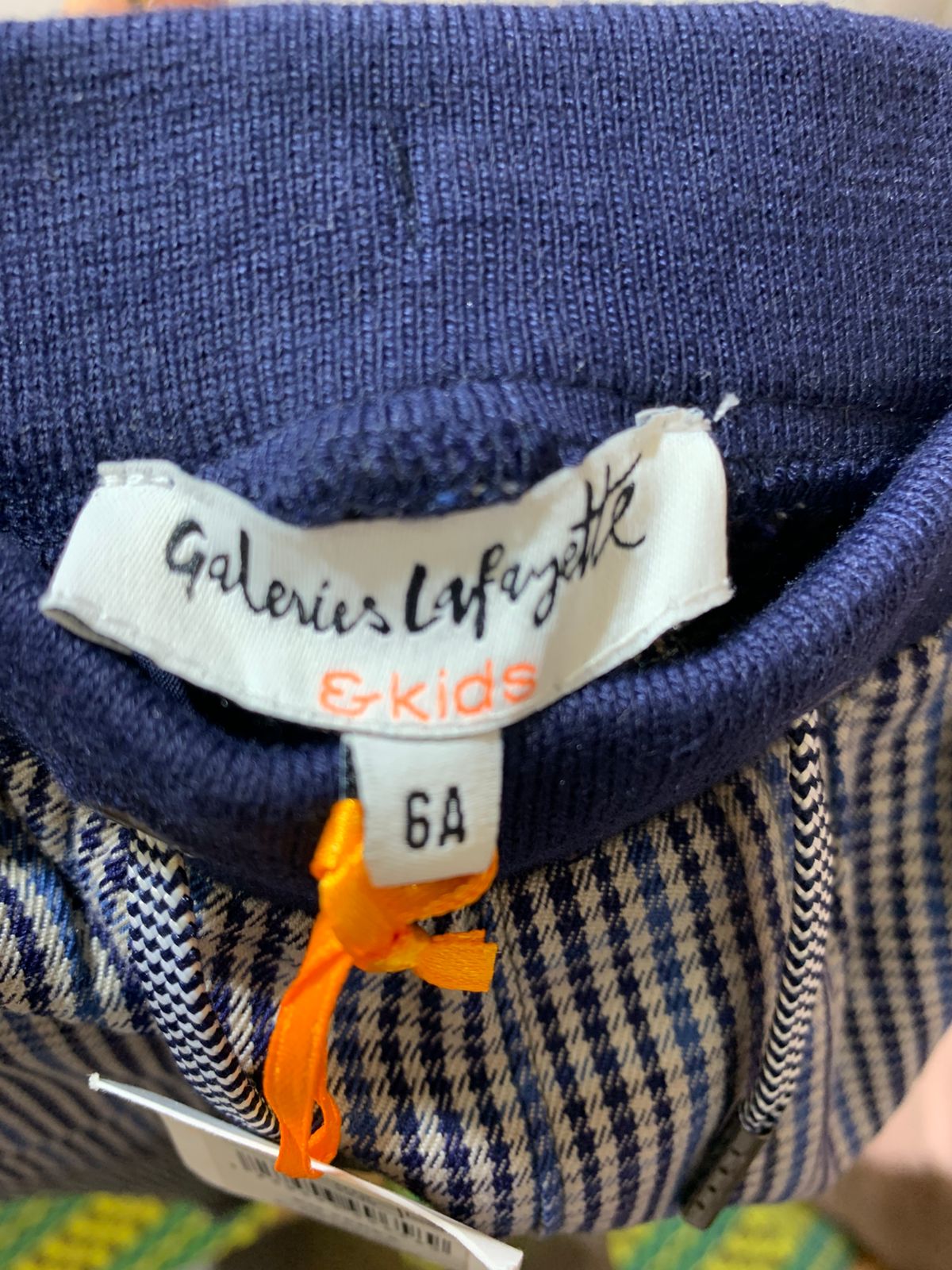 Galeries Lafayette Kids' Navy Gingham Check Trousers - Size 6A AB1