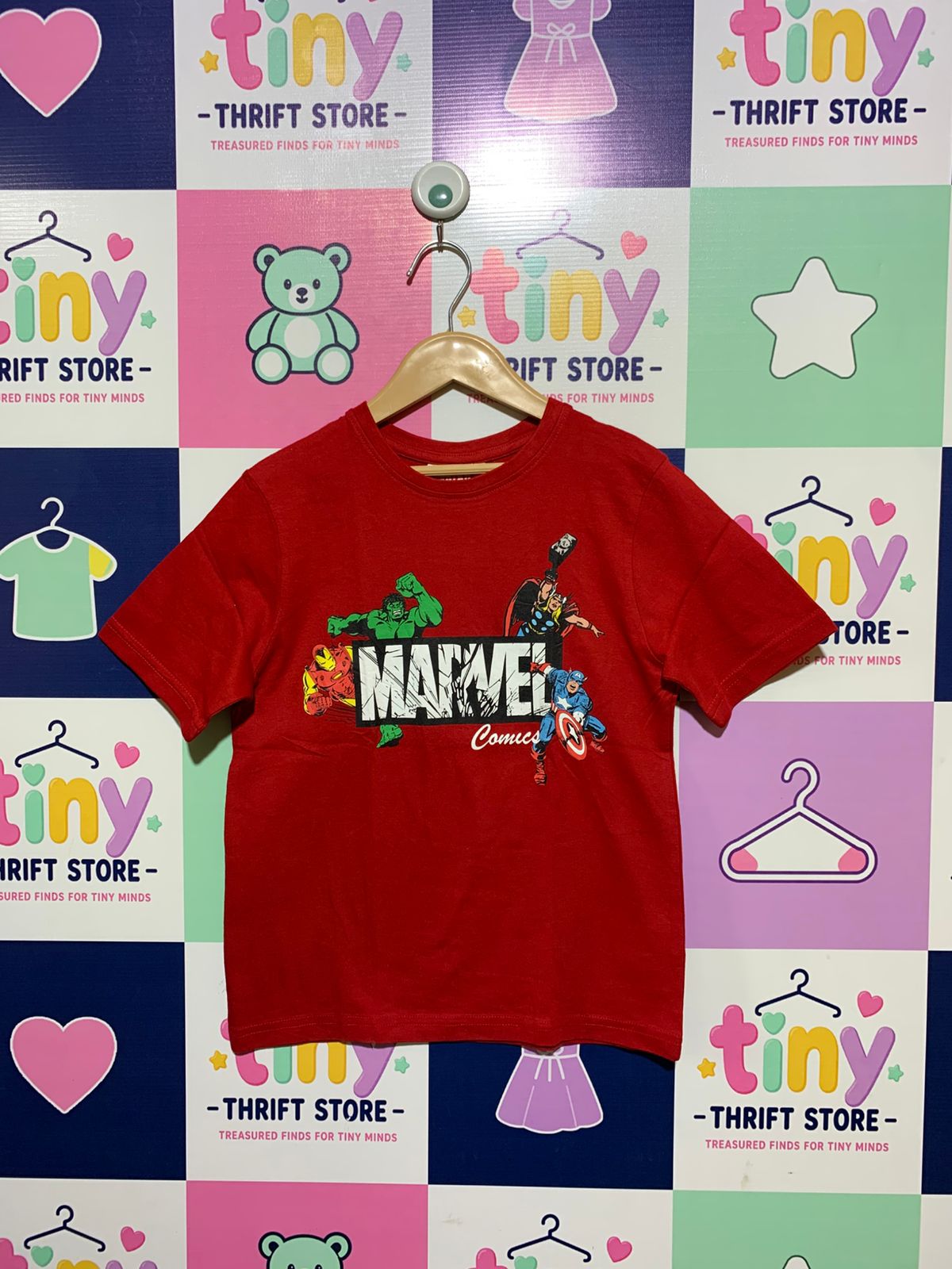 Marvel Comics Boys Red "Avengers Assemble" Graphic Tee - Size 7-8Y (128CM) AB1