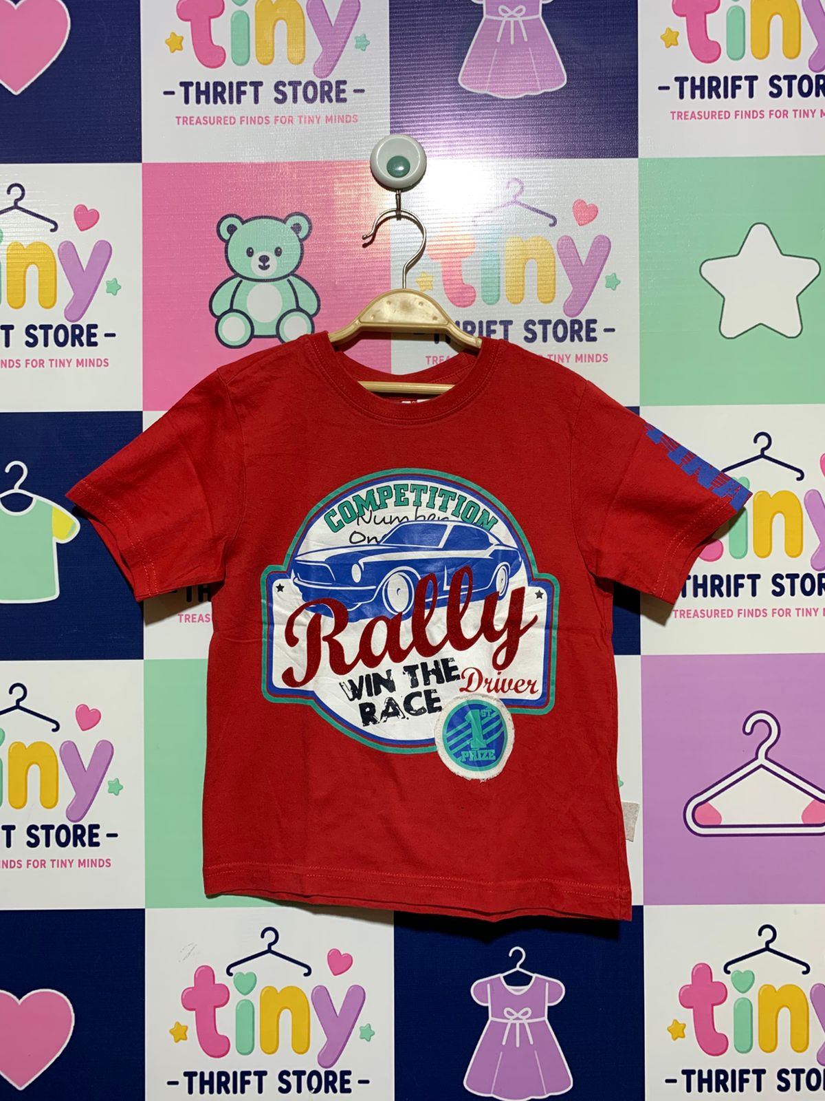 Berti NKD Boys Red Rally Car Competition Graphic T-Shirt - Size 110 (Estimated 4-5 Years) AB1
