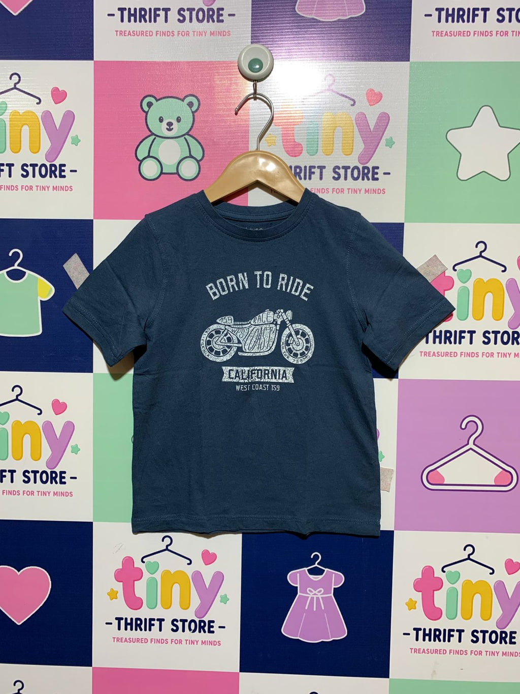 Inextenso Boys "Born To Ride" California Motorcycle Graphic T-Shirt - Size 6 (Estimated 6 Years) AB1