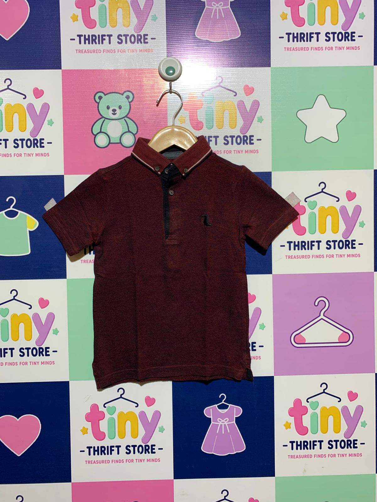 Tough Team C&A Boys Maroon Textured Polo Shirt - Size 110 (Estimated 4-5 Years) AB1