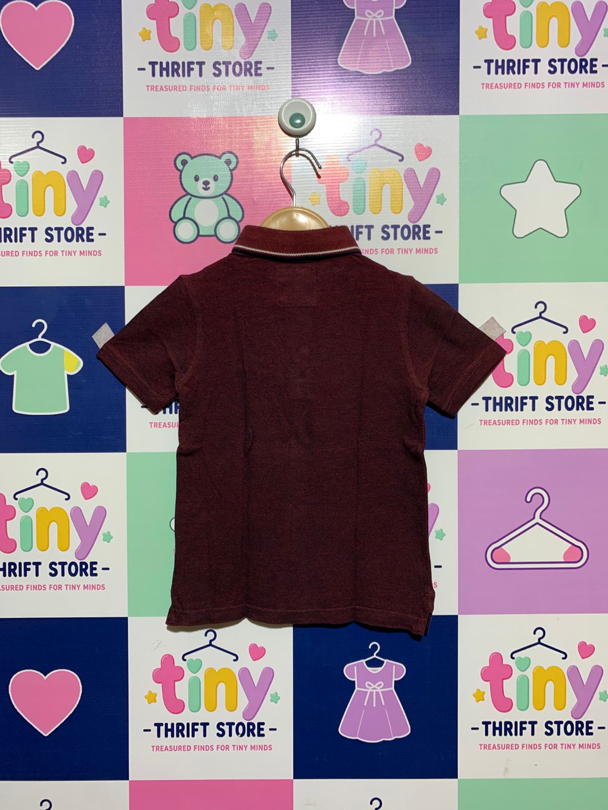 Tough Team C&A Boys Maroon Textured Polo Shirt - Size 110 (Estimated 4-5 Years) AB1