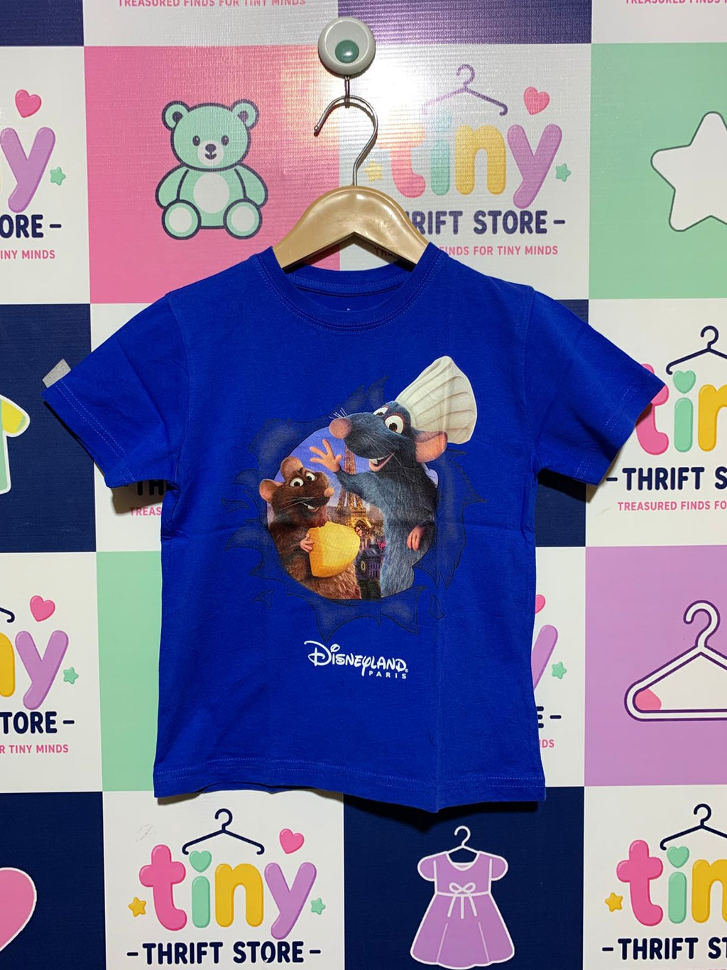 Disney Pixar Ratatouille Disneyland Paris Blue Graphic T-Shirt - Size 6 (Estimated 5-6 Years) AB1
