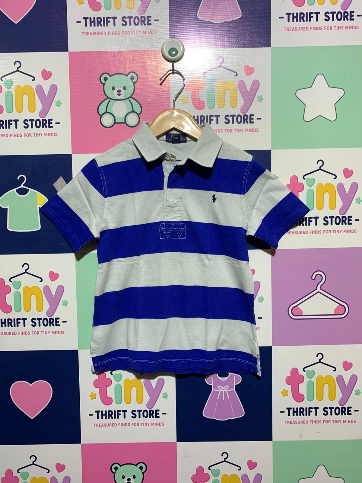 Polo Ralph Lauren Boys Striped Cotton Polo Shirt - Size 6 (Estimated 5-6 Years) AB1