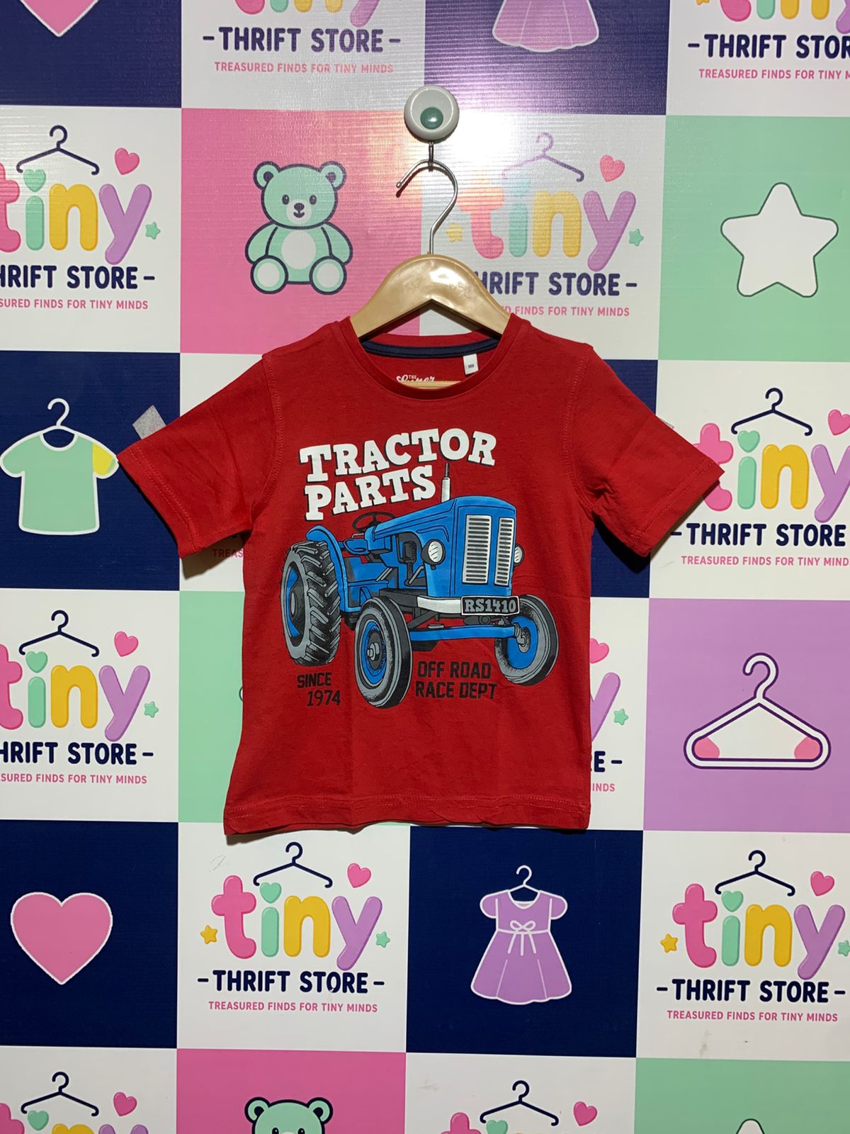 Palomino Boys "Tractor Parts" Graphic Red T-Shirt - Size 110 (4-5 Years) AB1