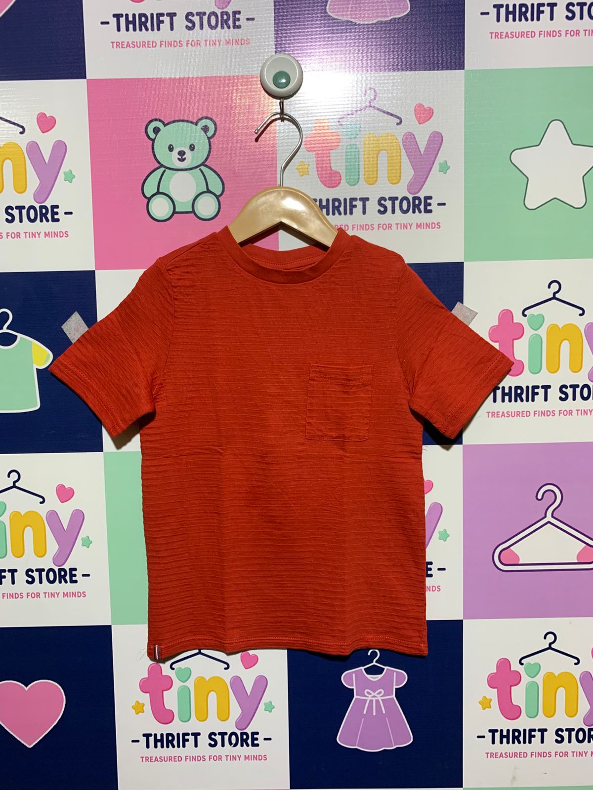 Sergent Major Boys Textured Rust Orange Pocket Tee - Size 116 (6 Years) AB1