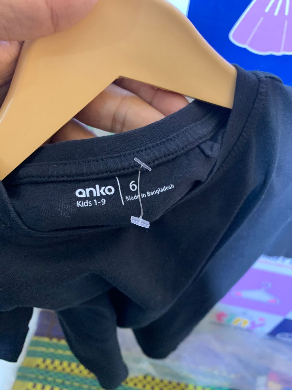Anko Kids Essential Solid Black Cotton Tee - Size 6 (6 Years) AB1