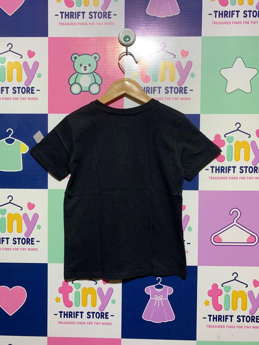 Anko Kids Essential Solid Black Cotton Tee - Size 6 (6 Years) AB1