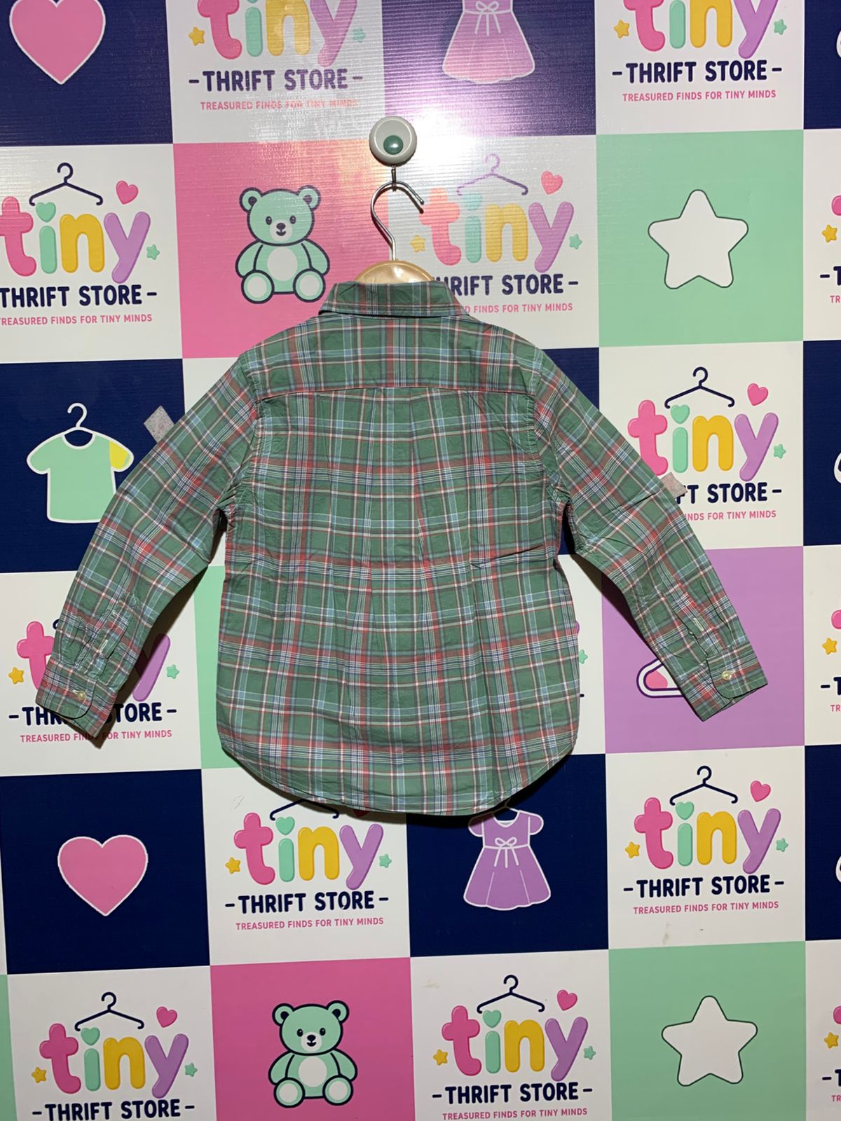 Ralph Lauren Kids Classic Plaid Long Sleeve Cotton Button-Down Shirt - Size 5 AB1